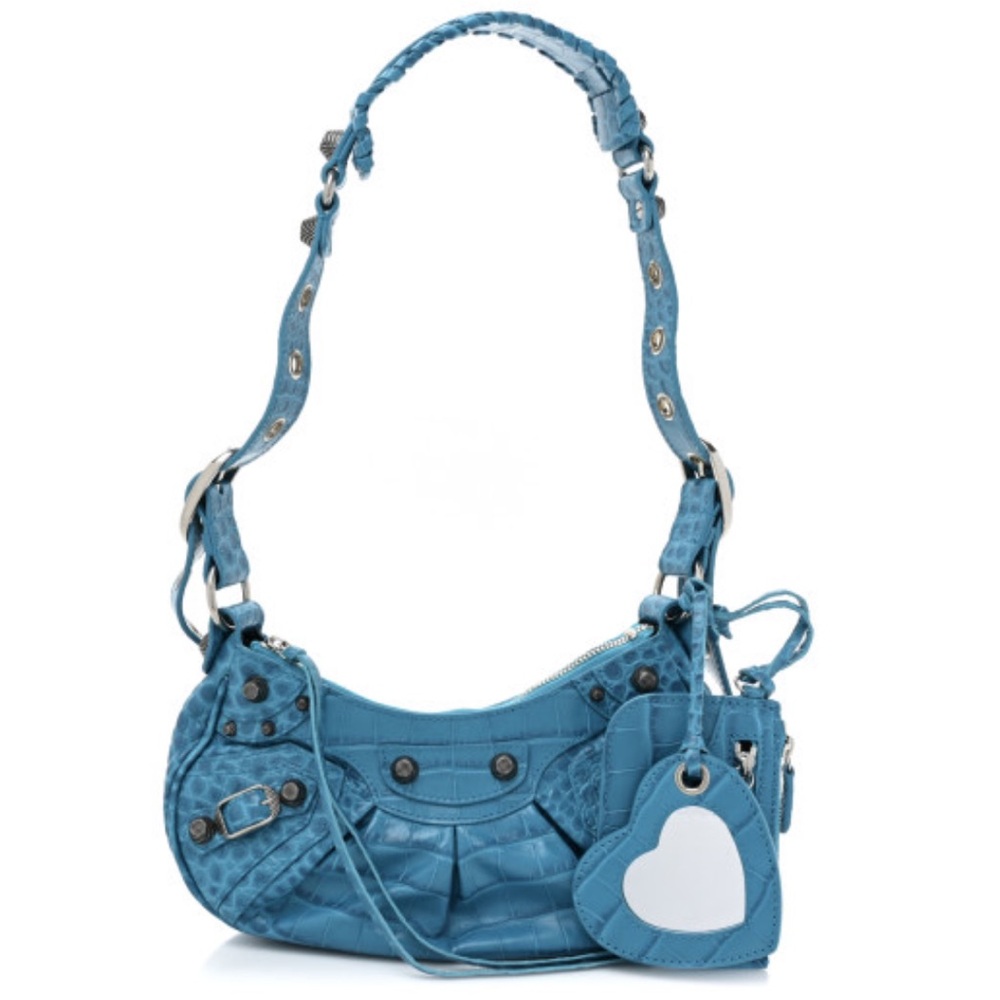 Balenciaga Le Cagole Crocodile Blue